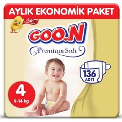 Goon - Goon Premium Soft Bebek Bezi 4 Beden 136 Adet (9-14kg)